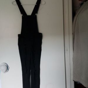 Black ripped distress overalls
